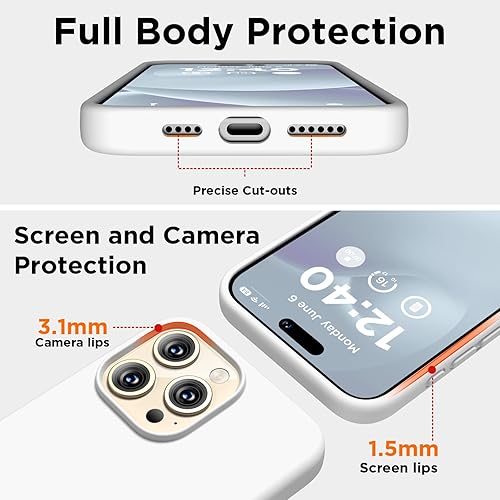 Miniatura 3 de Compatible con iPhone 15 Pro, funda de silicona líquida, cuerpo completo, funda protectora a prueba de golpes, funda delgada para teléfono con forro