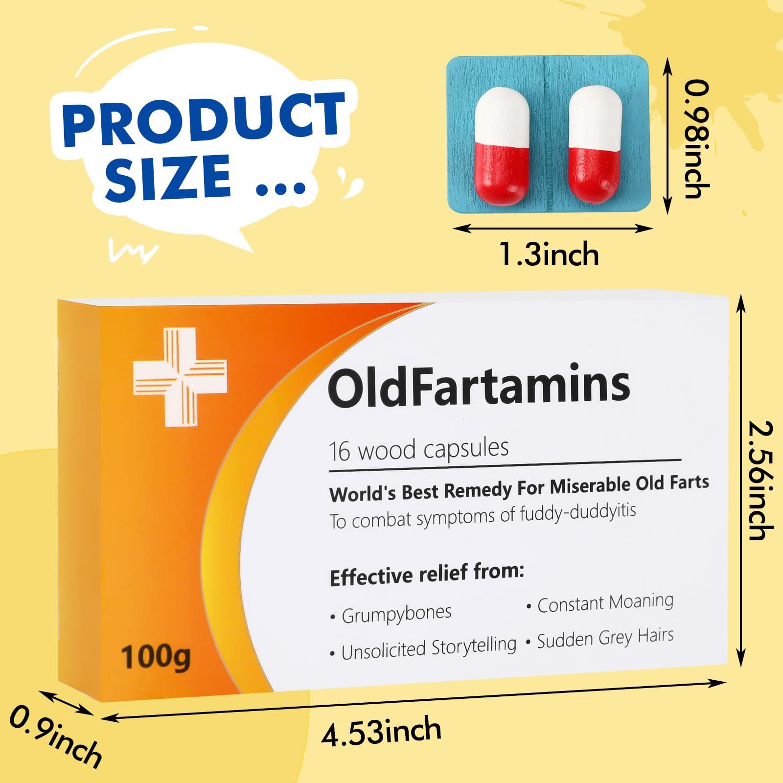 Funny Prank Pill Box, 50th 60th 70th Birthday Gifts for Him, Funny Birthday Gifts for Men, Novelty Joke Gifts for Father, Gag Pill Gifts for Men, Dad Gift (OldFartamins)