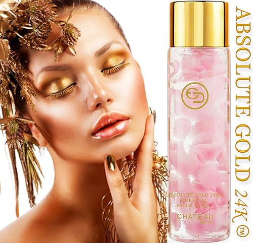 Vista 2 de Absolute Gold - Tónico facial de pétalos de rosa de 24 quilates, oro de 24 quilates, colágeno, para todo tipo de piel. 3.33 onzas líquidas - 3.4 fl