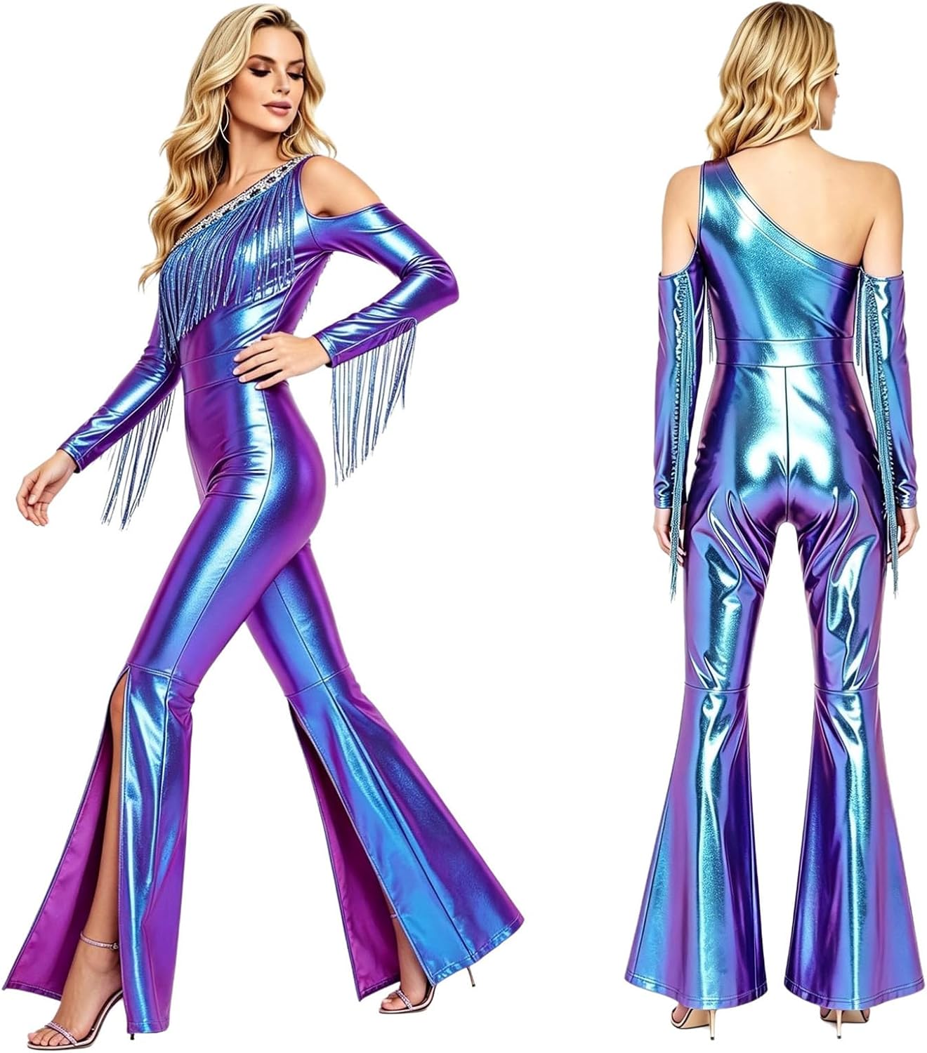 Alvivi Women Disco Costume Flared Pants Flared Long Pants