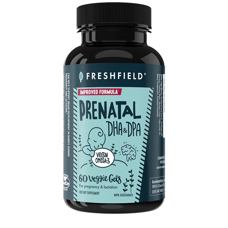 Freshfield Suplemento de DHA Pré-Natal com DHA 225 mg e DPA 35 mg, 60 cápsulas