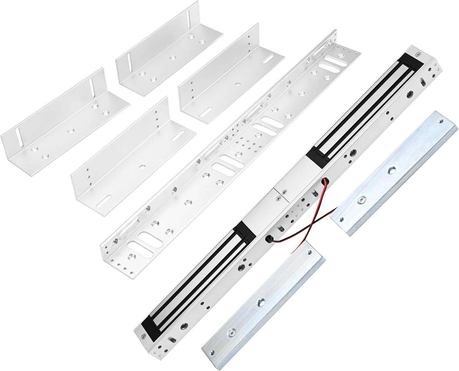 Dual Door Electromagnetic Lock 600lbs | 12V with LED Indicator | NO/NC Options | Fits Double Door Access Control with Z and L Bracket (Dual Door Magnetic Lock 600lbs+Z and L Aluminum Alloy Bracket)