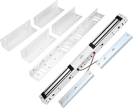 Dual Door Electromagnetic Lock 600lbs | 12V with LED Indicator | NO/NC Options | Fits Double Door Access Control with Z and L Bracket Dual Door Magnetic Lock 600lbs+Z and L Aluminum Alloy Bracket
