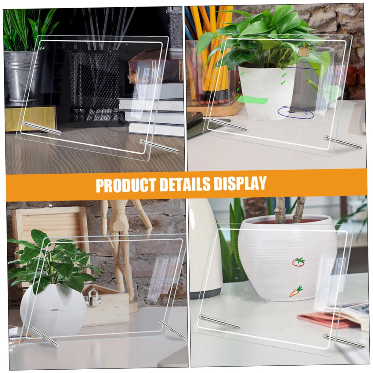NUOBESTY 2 Stück Acryl Whiteboard Tisch Notiztafeln Abwischbar mit Kreativem Design Transparente Memotafel für Büro und Zuhause