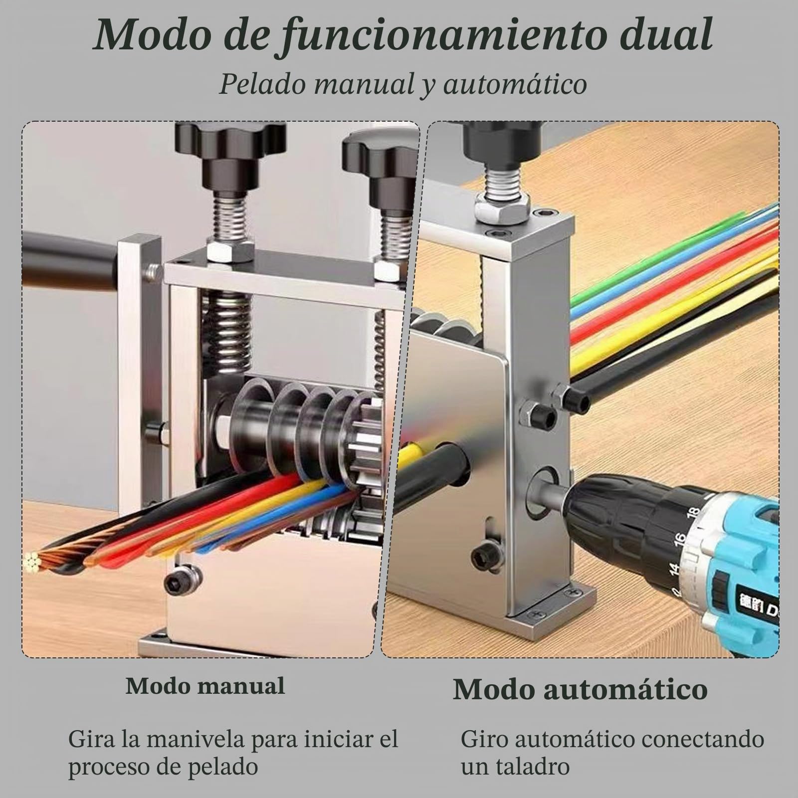 Pelacables manual, peladora de cables de 6 canales y 5 cuchillas, pelacables con mango desmontable, pelacables para reciclar residuos de cables, diámetro de 1-17 mm