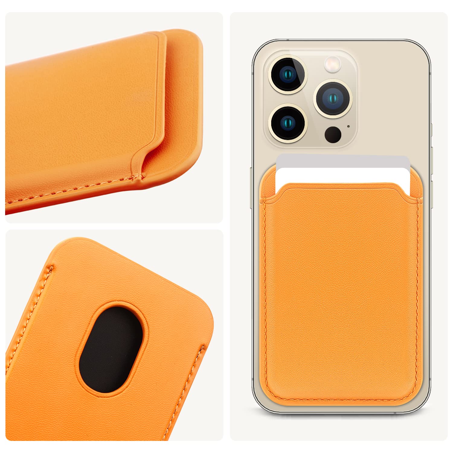 FIDWALL Magsafe Wallet Portafoglio Tessuti in Pelle per iPhone 16/15/14/13/12 Max/Pro/Plus/mini,con Anello in Ferro per all Phone Case,RFID Card Holder con Magsafe Magnete (Marrone dorato)