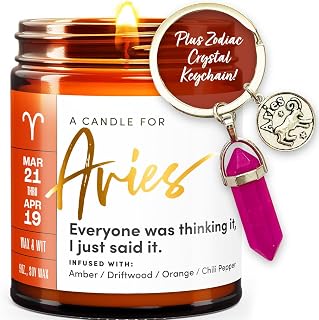 WAX & WIT Aries Gifts for Women, Zodiac Gifts for Women, Astrology Gift for Woman, Zodiac Candles, Aries Candle, March April Birthday Gift for Woman, Astrology Candle - 9oz