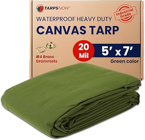 Tarps Now - Lona impermeable de 5 x 7 pies, resistente al agua, resistente al desgarro, bordes reforzados, ojales de latón, ideal para construcción