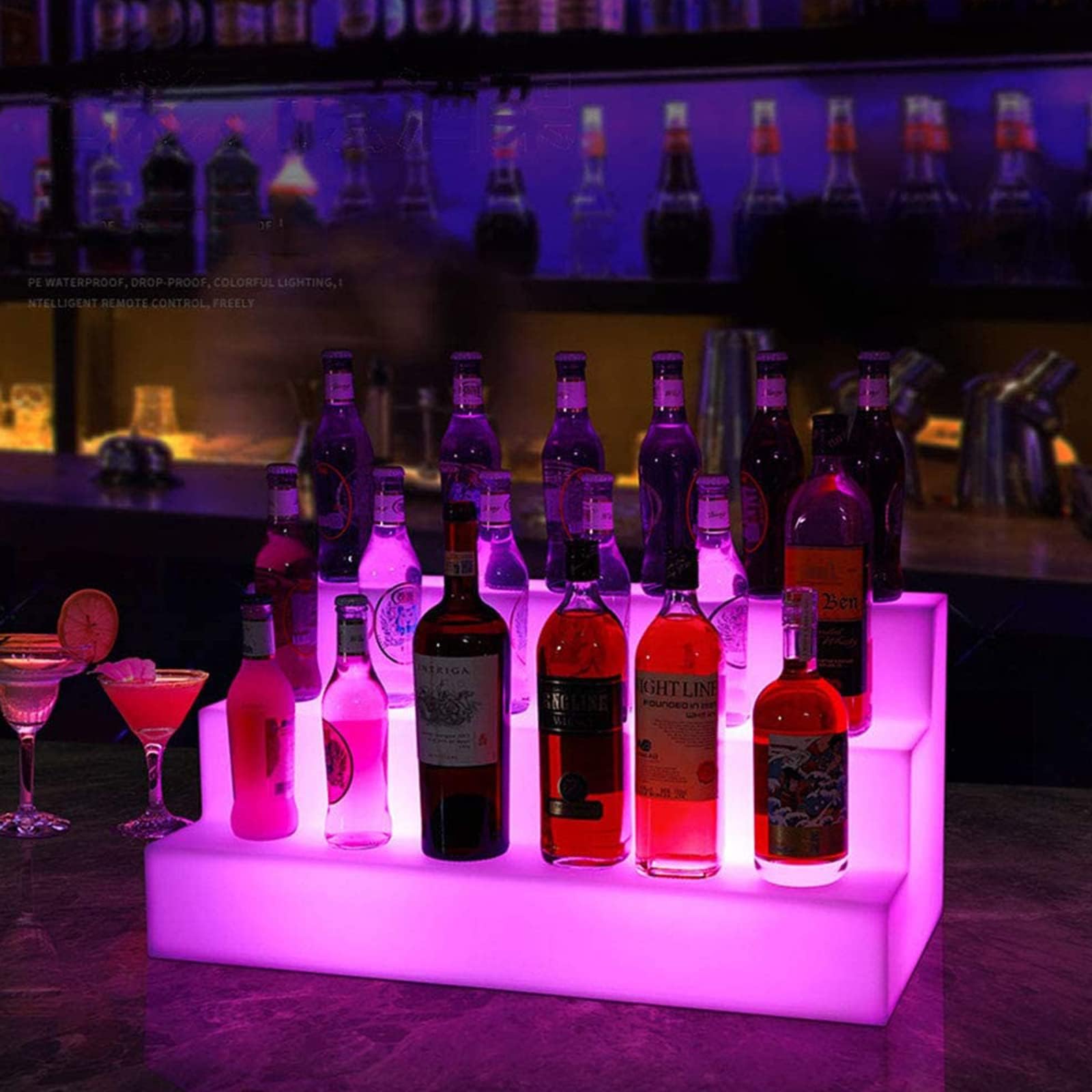 COYEUX Espositore per Bottiglie di liquore Illuminato a LED, espositore Illuminato in 3 Fasi, con Telecomando e 16 Colori preimpostati, per casa/Bar Commerciale