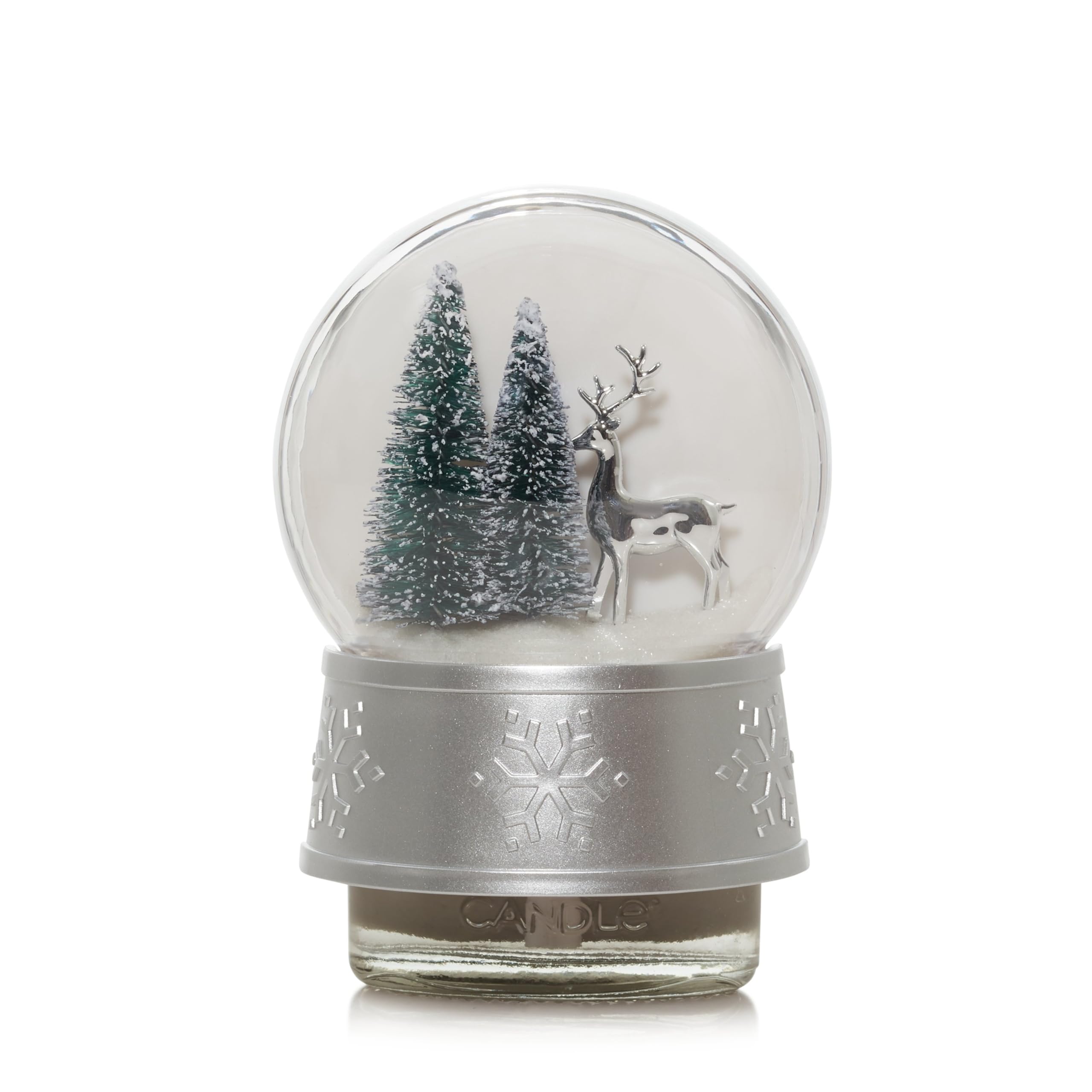 Yankee Candle Set di 2 diffusori di profumo a forma di globo di neve invernale, con sensori di luce, renna e scintillio