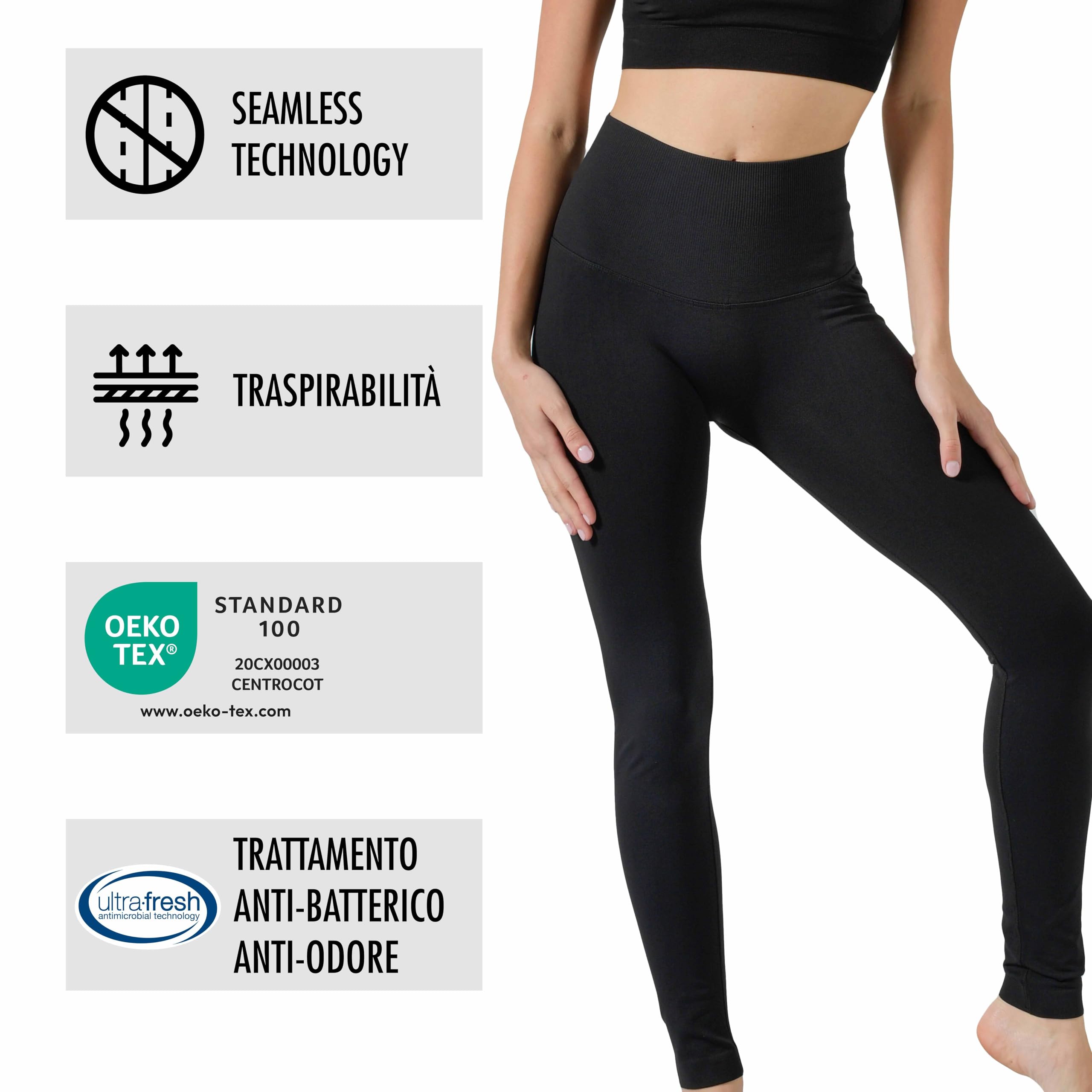Risalti Leggins Push Up Sculpt - Sportivi a Vita Alta Senza Cuciture, Pantaloni Estivi Donna per Yoga e Fitness, 100% Made in Italy