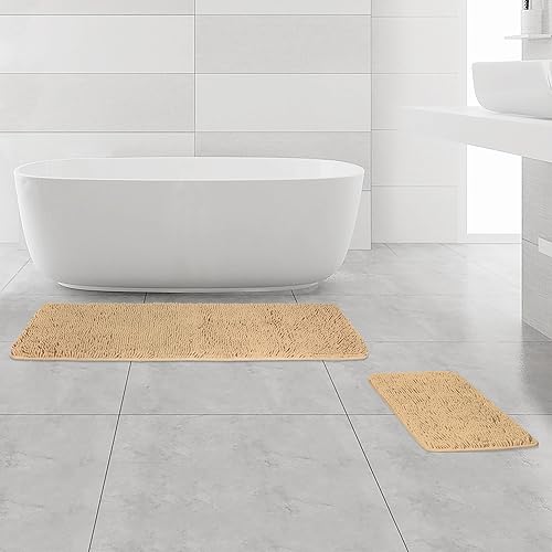 Miniatura 282 de Yeaban Alfombras de baño gris oscuro – Gruesas alfombras de baño de chenilla | Alfombras de baño absorbentes y lavables antideslizantes, alfombras