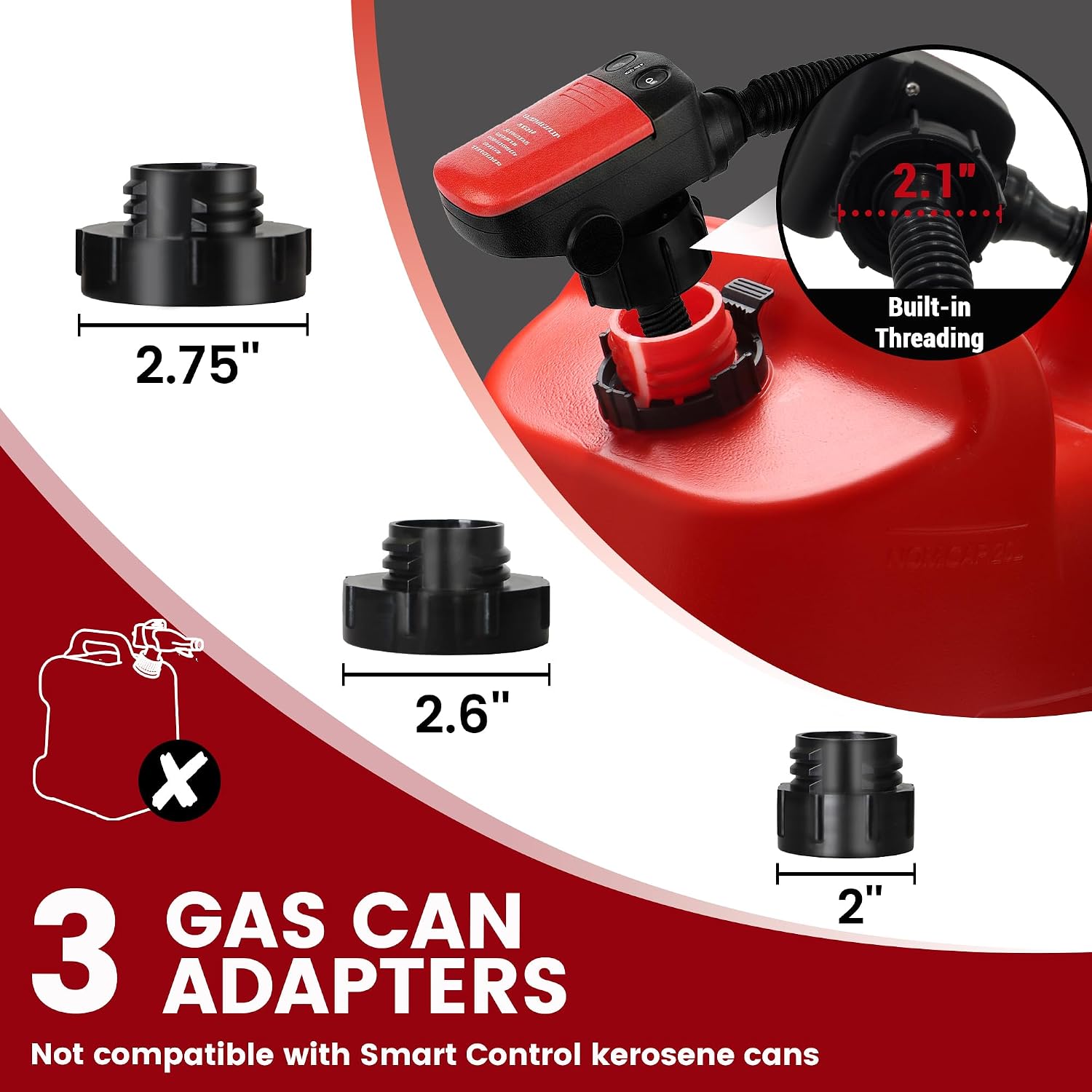 Fuel Transfer Pump Battery Operated Gas Pump for 5 Gallon Gas Can With Automatic Stop Nozzle