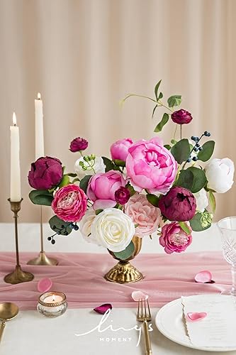 Miniatura 3 de Ling's moment - Arreglos florales franceses con rosas artificiales para ramos de boda centros de mesa decoración floral Blu-azul marino y