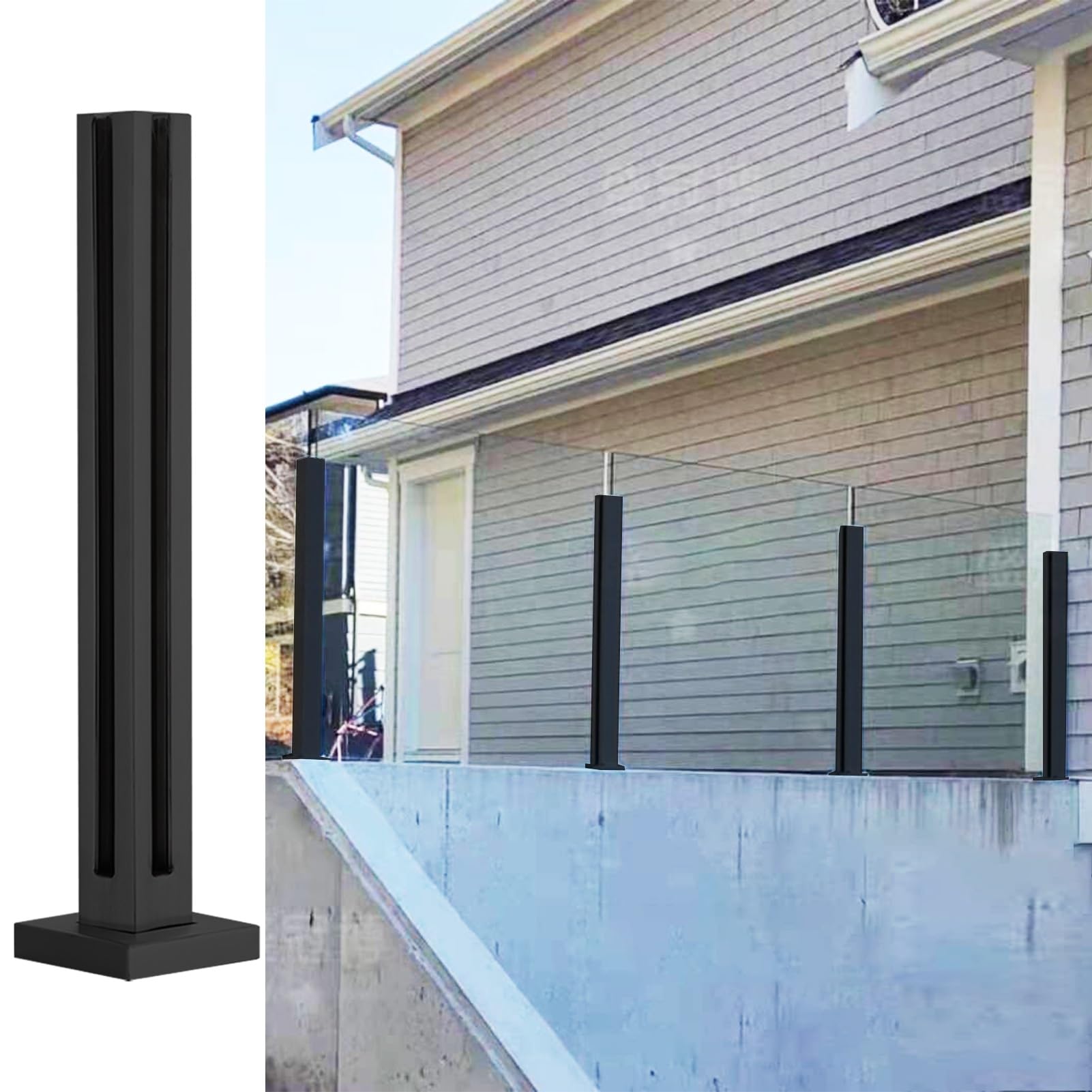 Support de garde-corps en verre 9.5mm avec capuchons pour poteau