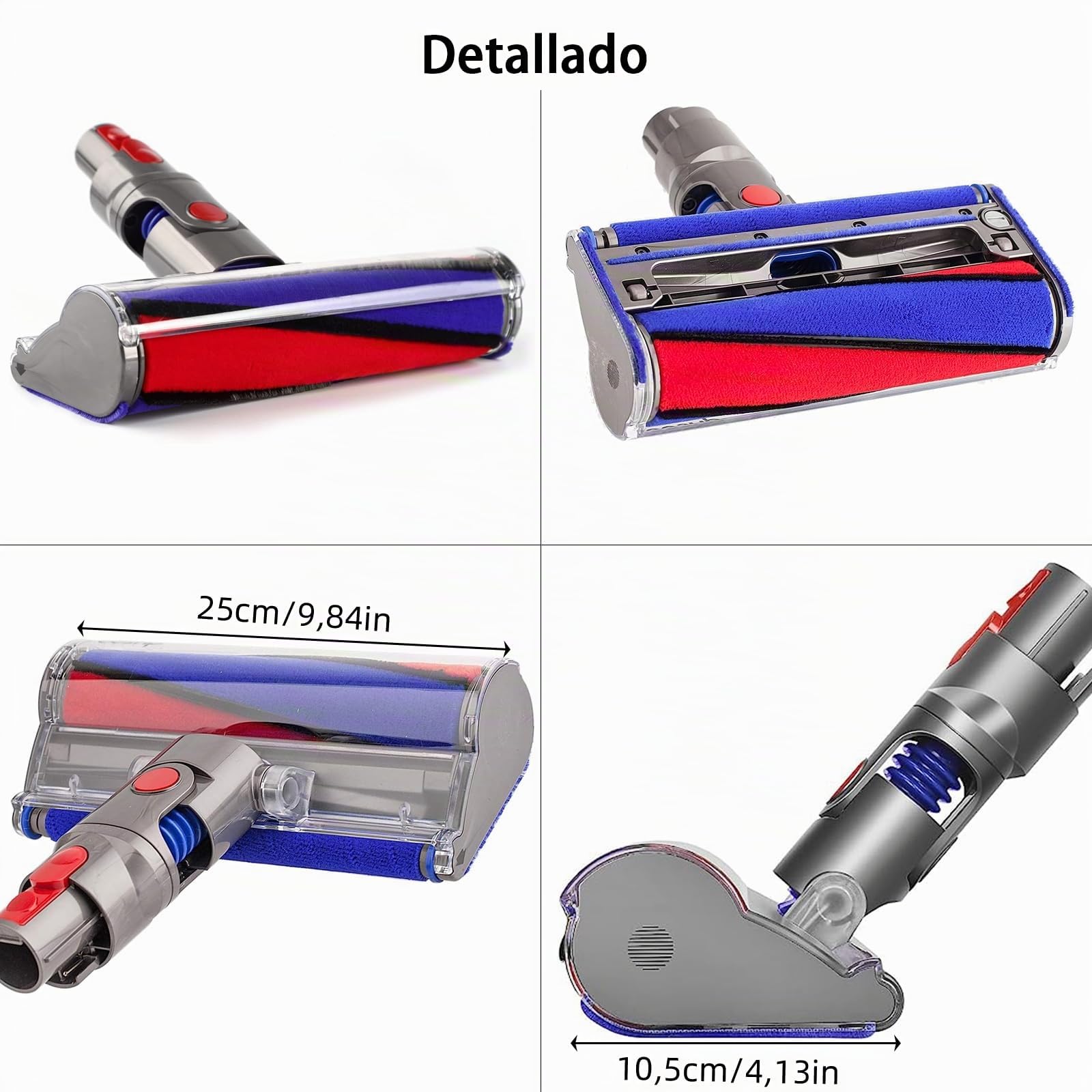Yivy Cepillo para Dyson V11,V15,V7, V8,V10,SV10, SV12,SV14, Aspiradora, Cepillo electrica Cabezal de Repuestos Motorizado Recambio Cepillo de Suelo para Suelos Duros，Cabezal de Repuestos para Dyson