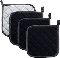 Vista 24 de Joyhalo Paquete de 4 agarraderas para ollas de cocina, agarraderas de horno de algodón con gran resistencia al calor, almohadillas térmicas