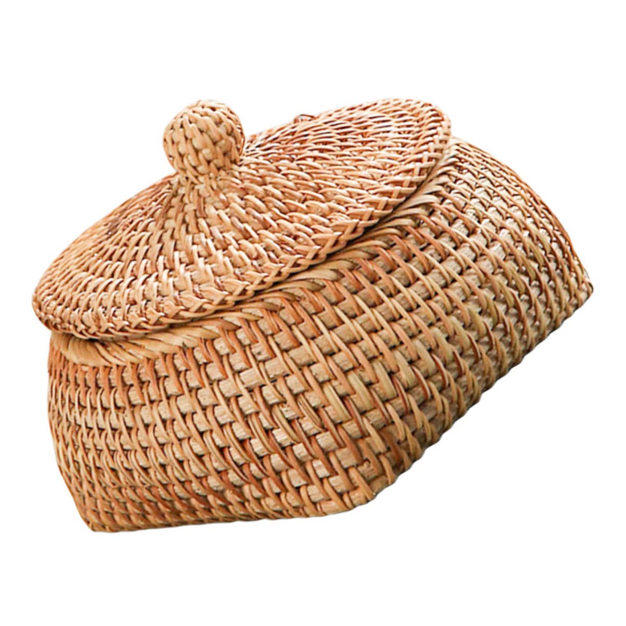 Cestino Porta Oggetti in Rattan Intrecciato, Organizer da Tavolo per Telecomandi, per Tavolino da Tè e Soggiorno, Decorativo e Delicato