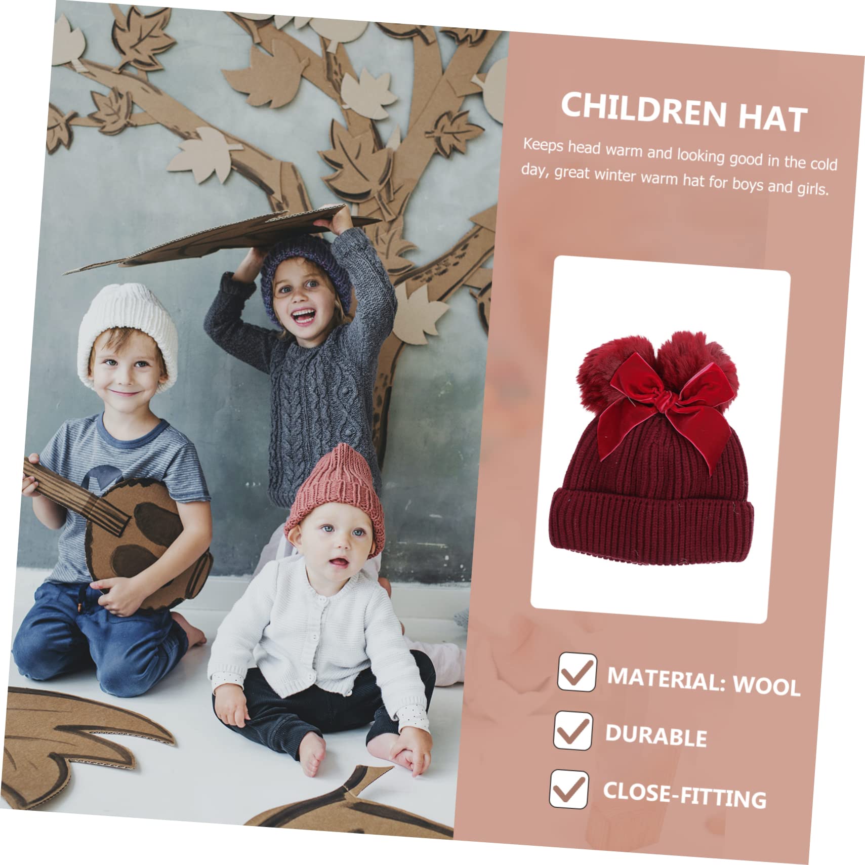 COLLBATH 3 Uds Gorro De Punto para Niños Gorro para Recién Nacido Gorro De Lana con Lazo Gorro Tejido con Lazo para Niños Gorro Tejido Cálido para Gorros De Punto para Mujeres