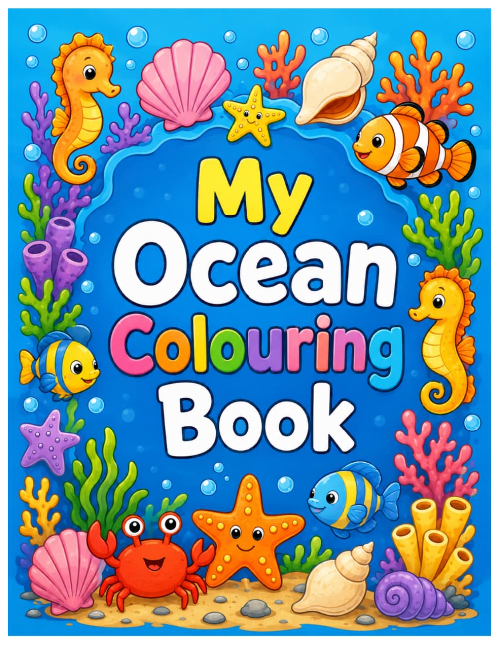 Sea Creatures Colouring Book for Kids Ages 4-8: 75 Fun Underwater Pages of Fish, Sharks, Whales, Octopuses & More!