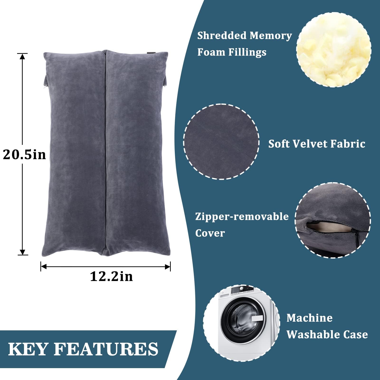 Almohada de elevación de brazo rellena de espuma viscoelástica triturada, almohada de elevación estabilizadora para hinchazón y circulación del dolor para dolor de brazo, cirugía de hombro y