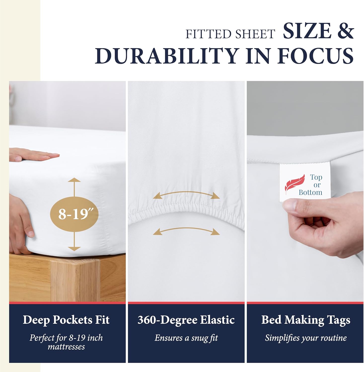 Ashton Sheets 100% Egyptian Cotton King Size Sheets Set - Luxury 1200 Thread Count Egyptian Cotton Sheets King Size, Silky Soft, Cooling, Sateen Weave 17" Deep Pocket Bed Set - White - Image 4