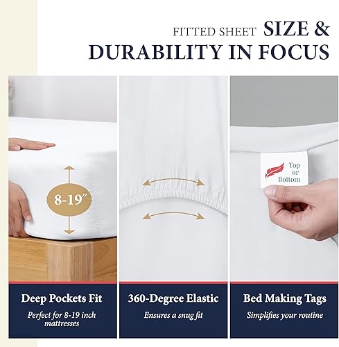 Miniatura 4 de Ashton Sheets - Juego de sábanas tamaño King 100% algodón egipcio - Sábanas de lujo de 1200 hilos de algodón egipcio tamaño King, sedosas y suaves,