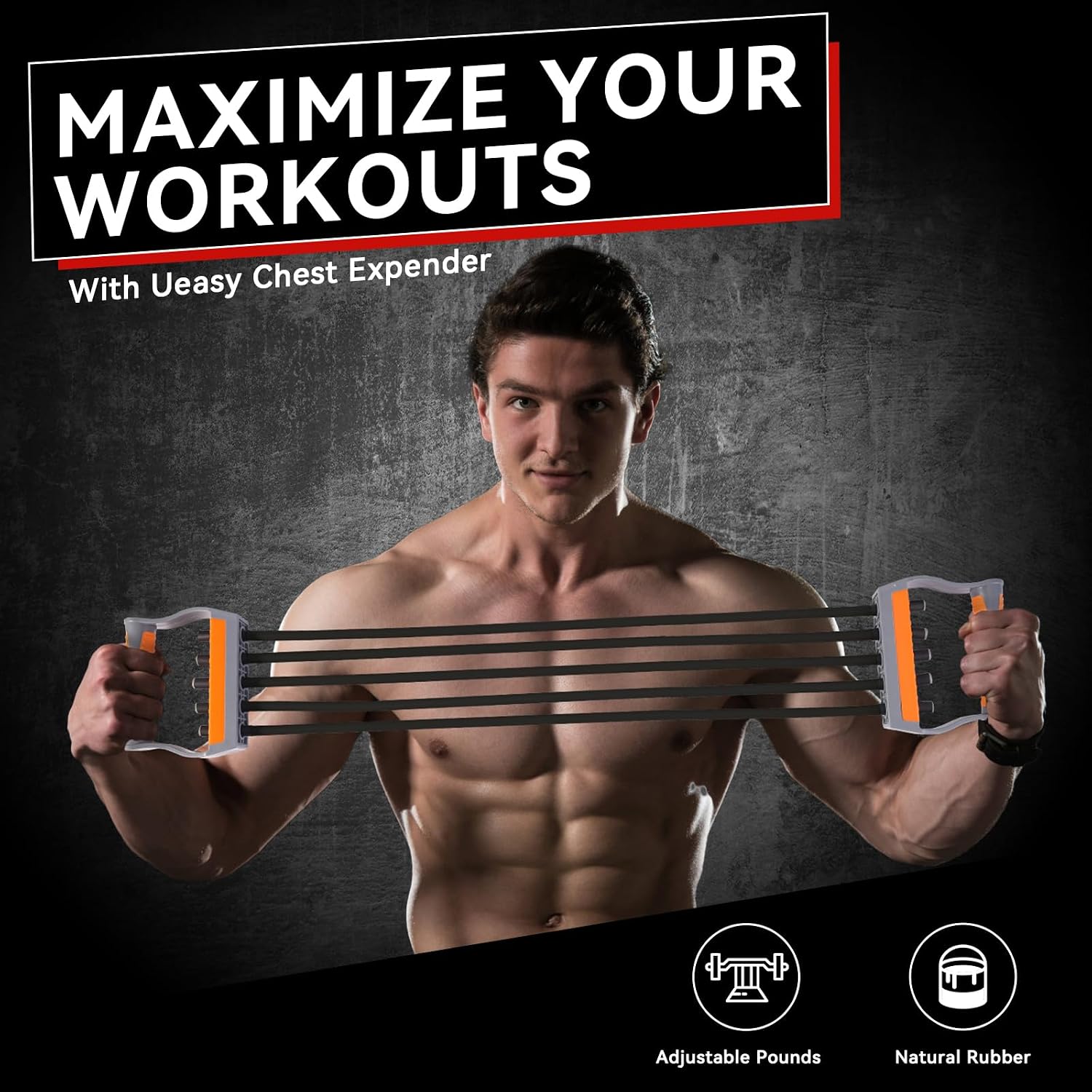 Adjustable Chest Expander for Men with 5 Removable Tubes Resistance Bands for Chest Shoulder Upper Body Exercise Anti-Slip Arm Exerciser Strength Trainer for Home Gym Fitness Muscle Training Exercise