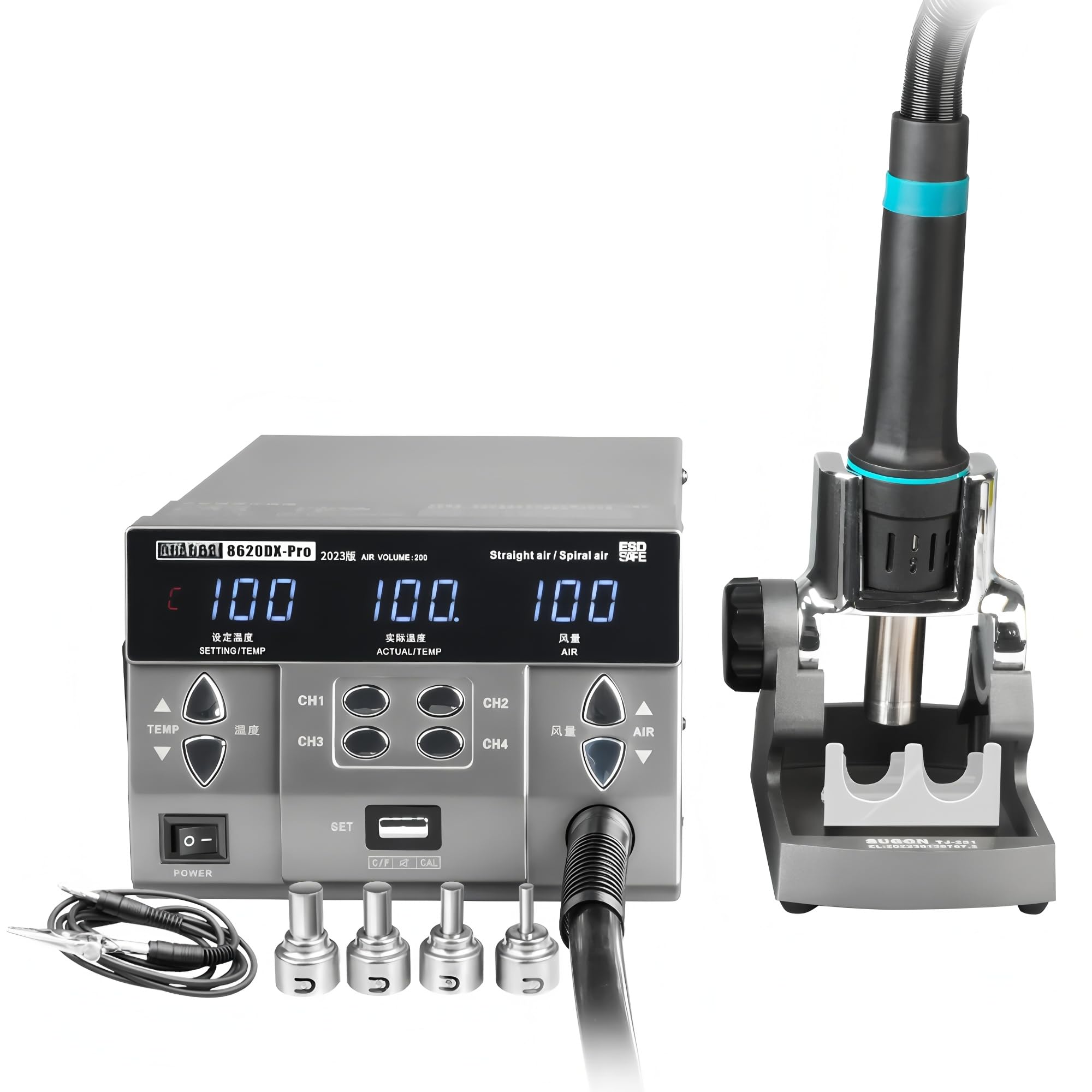 TOOLTOP 8620DX PRO Hot Air Rework Station main unit with hot air gun and stand