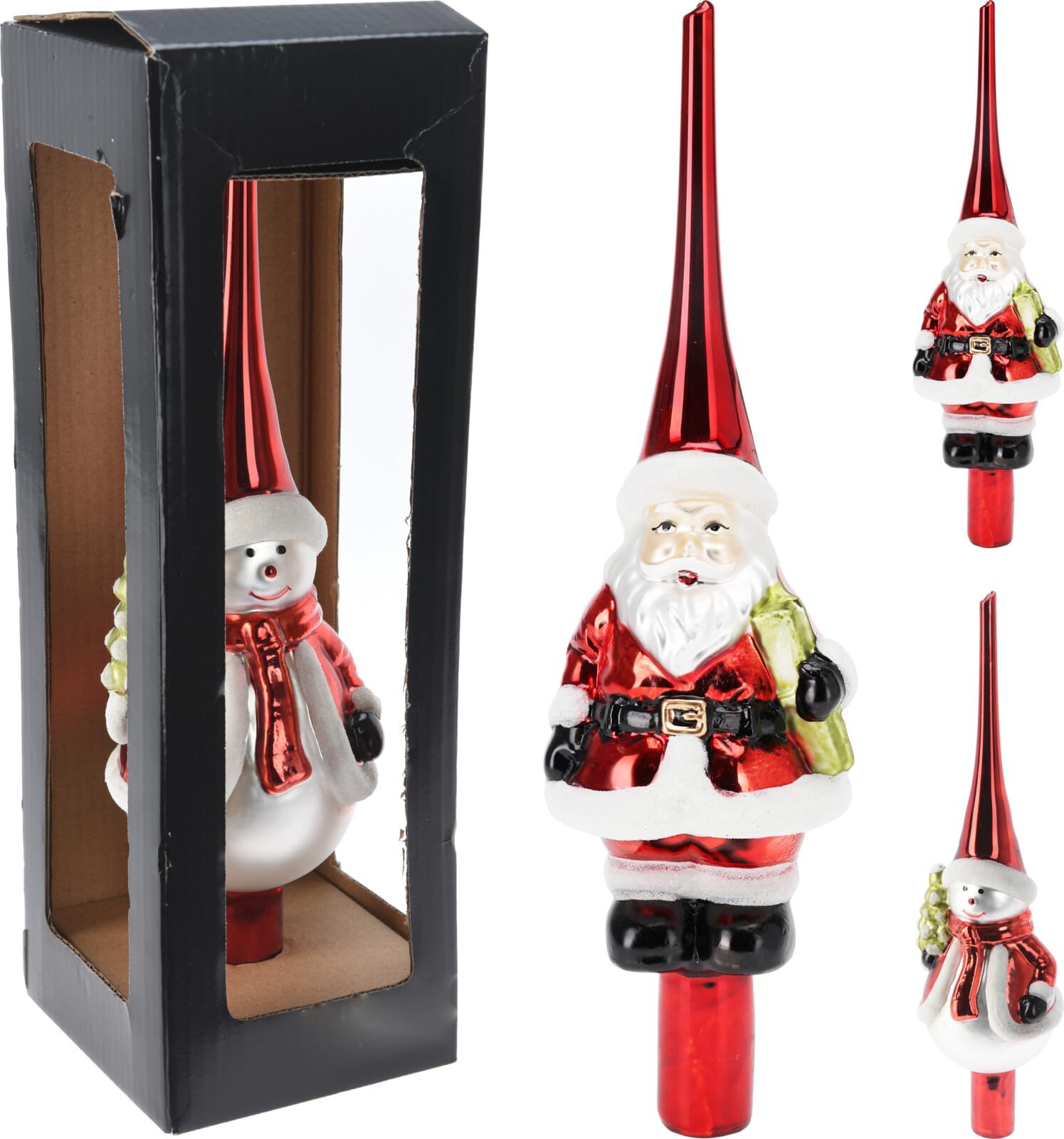 Punta Per Albero Di Natale BRUBAKER | Babbo Natale Lucido In Plastica Infrangibile, 35 Cm, Colore Oro - 2