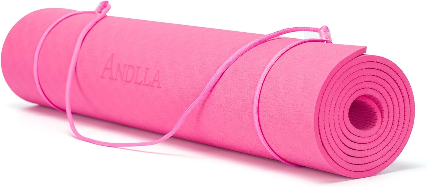 Women's Yoga Mat TPE Eco-friendly Reversible None slip 1/4-inch Thick 24 Inches Wide 72 Inches Long For Pilates Exercise With Carry Strap