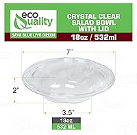 Vista 3 de Ensaladeras desechables transparentes de 18 onzas con tapas (paquete de 10) Ensaladeras desechables de plástico transparente para almuerzo
