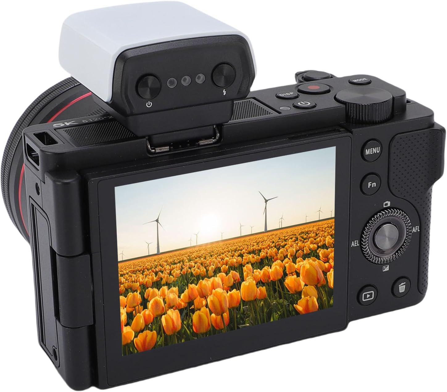 5K WiFi Digital Camera, F:5.76mm-69.12mm F.No1.8-2.6, 12x Optical Zoom, 64MP CMOS 5K 30fps Camera Mirrorless with 3.2 Inch Flip & Flash, for Teens Adult Beginner (Black)