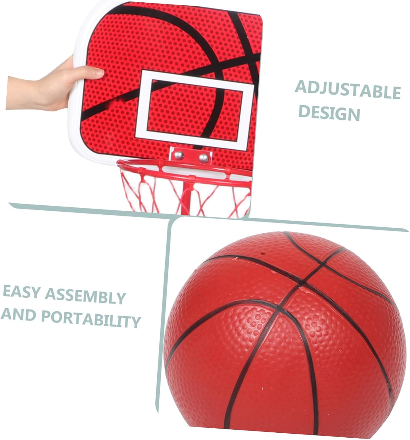 YARNOW Portable Basketball Hoop for Boys and Girls Mini Basketball Stand Adjustable Height Indoor Outdoor for Toddlers Poolside Play Sturdy Iron Rod Promotes Physical Skills up