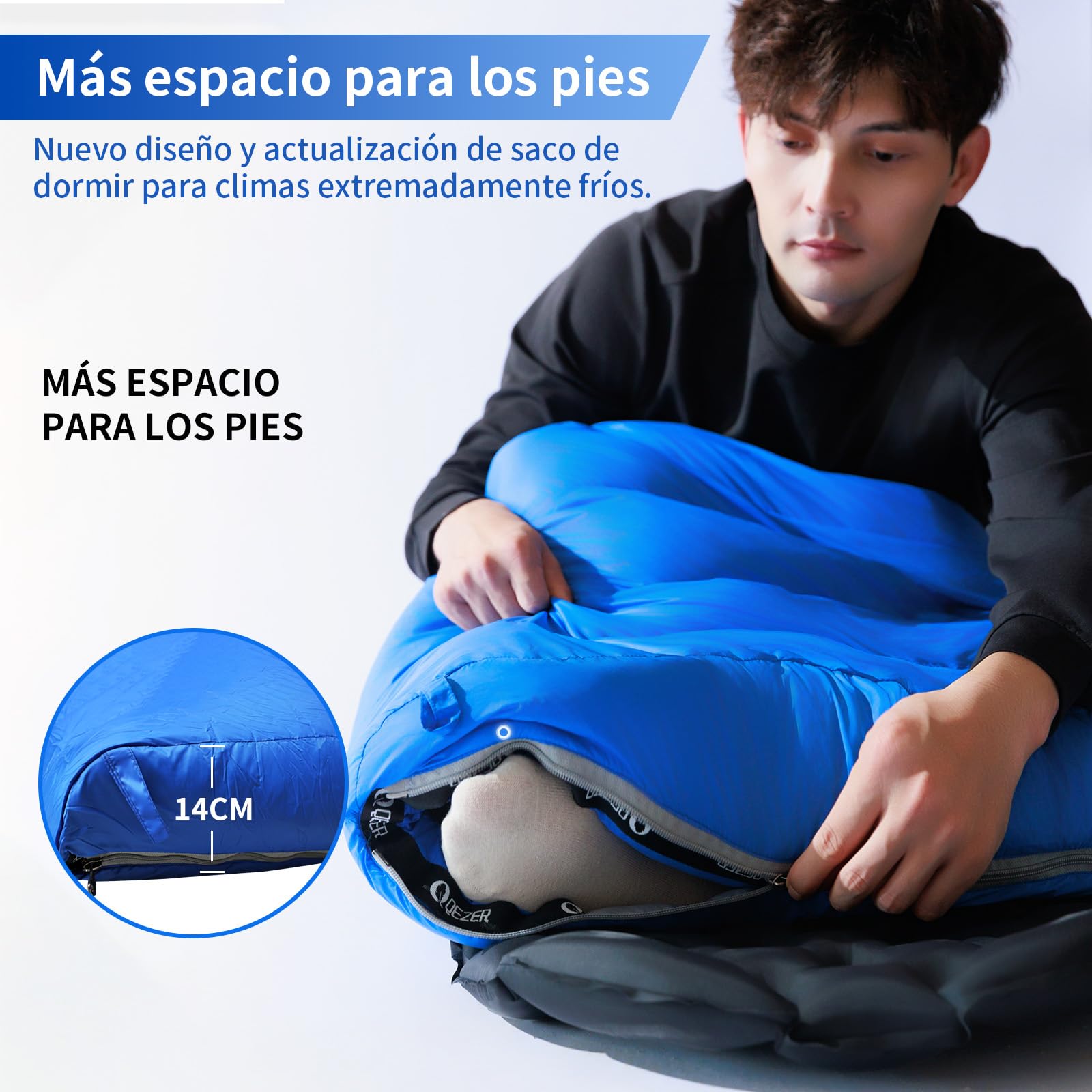 Saco de Dormir Plumón 220 cm x 80 cm 10 ℃ / 0 ℃ / -10 ℃ /-20℃ Saco de Dormir 4 Estaciones Ultraligero Adultos y Niños,Sleeping Bag para Camping y Senderismo