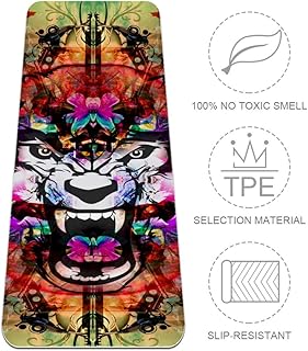 Xingruyun Teschio Che Indossa Il Capo Yoga Tappetino per Ginnastica Spessore 6mm Tappetino per Esercizi TPE Protezione Ambientale Stampa Antiscivolo Tappetino Fitness Pilates 183x61cmx0.6cm