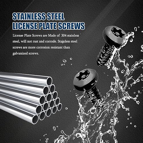Miniatura 5 de Juego de 4 tornillos antirrobo, kit de placa de matrícula resistente a manipulaciones, tornillos de seguridad de 1/4 pulgadas (M6), kit de