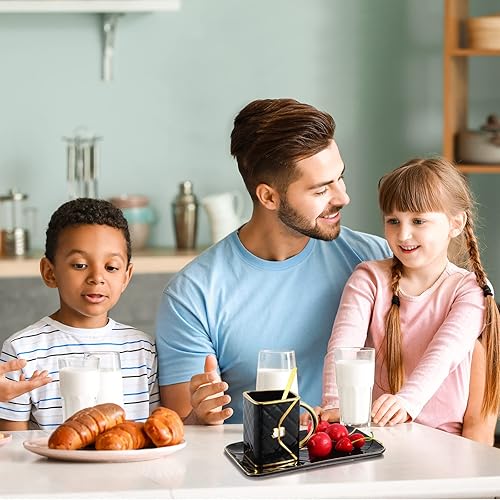 Miniatura 6 de Zubebe 1 juego de taza de café elegante taza en forma de bolso de San Valentín moderna taza de cerámica con cuchara y platillo, taza de té creativa