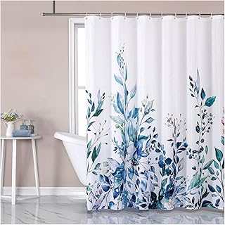 Shower Curtain for Bathroom, Shower Curtain with 12 Hooks, Polyester Fabric Machine Washable Waterproof 72 x 72 Inch