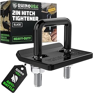 Rhino USA Hitch Tightener Anti Rattle Clamp (for 2 inch Hitches) Heavy Duty Steel Trailer Hitch Stabilizer - Weatherproof Protective Anti-Rust Silencer for Bike Rack, Hitch Receiver & More!