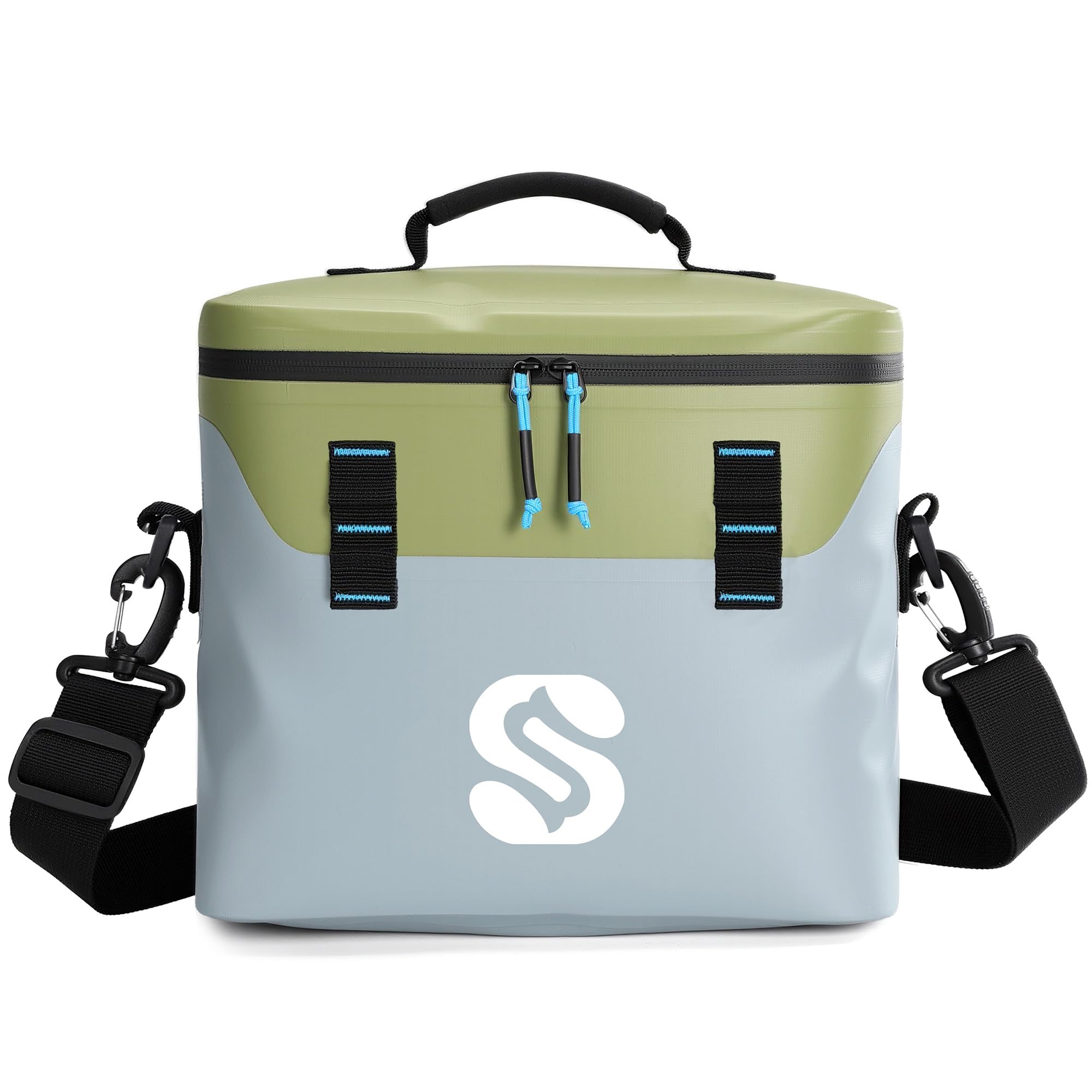 Insulated Cool Bag 9 Can Small Lunch Bag Leakproof Cooler Bag, Gray & Green