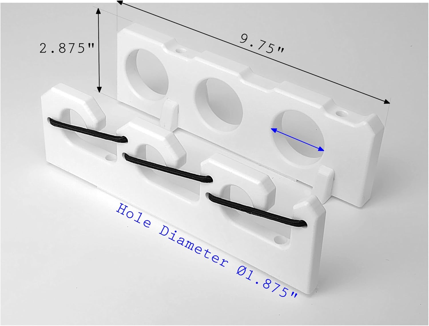 Vertical Boat Rod Holder - Console or Wall - 3 Rods BUNGEE