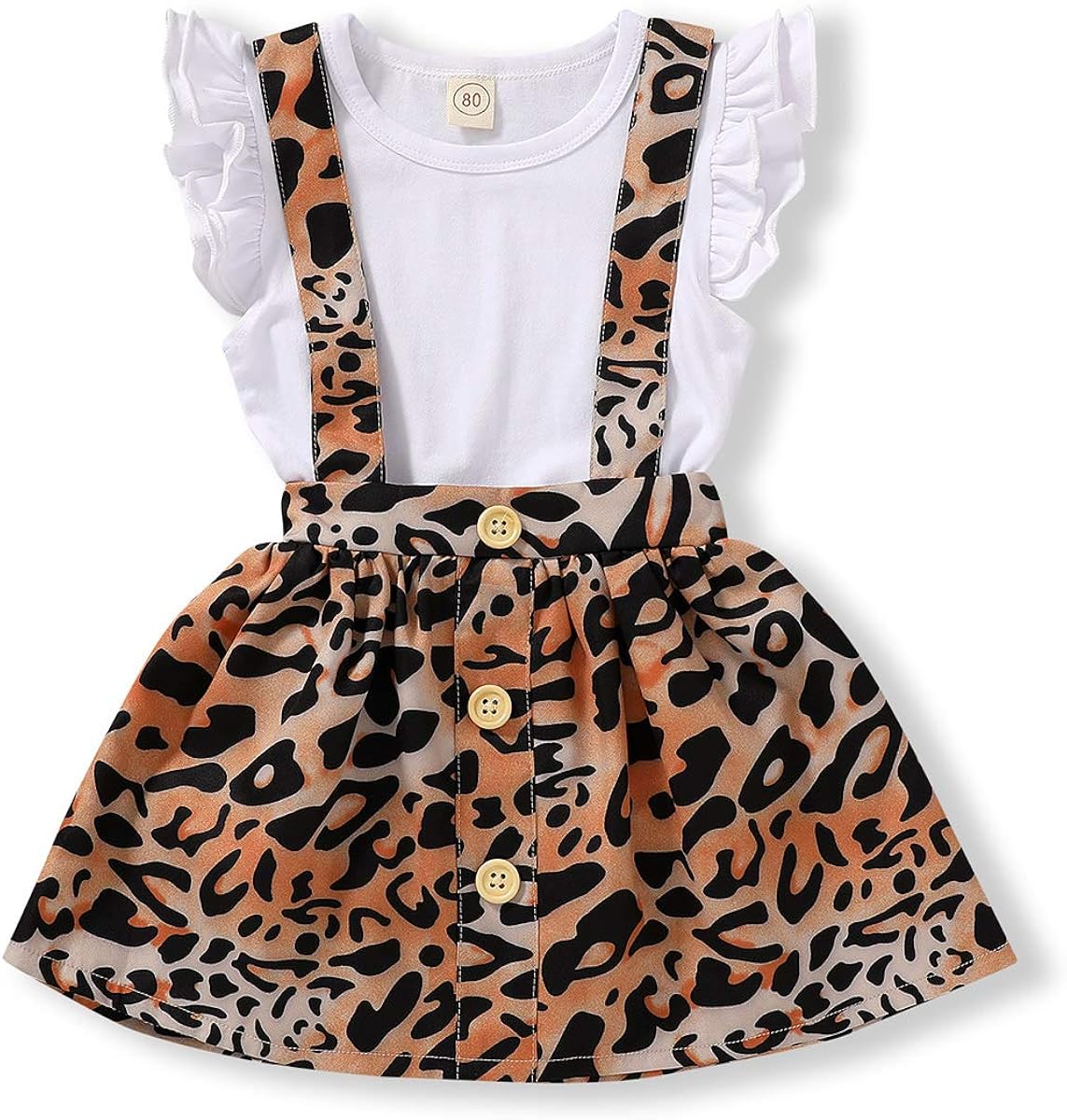 Baby Girls Skirts Set Ruffle Romper +Floral Overall Dress Button Strap Tutu Skirts Birthday Suspender Outfits: Clothing, Shoes & Jewelry