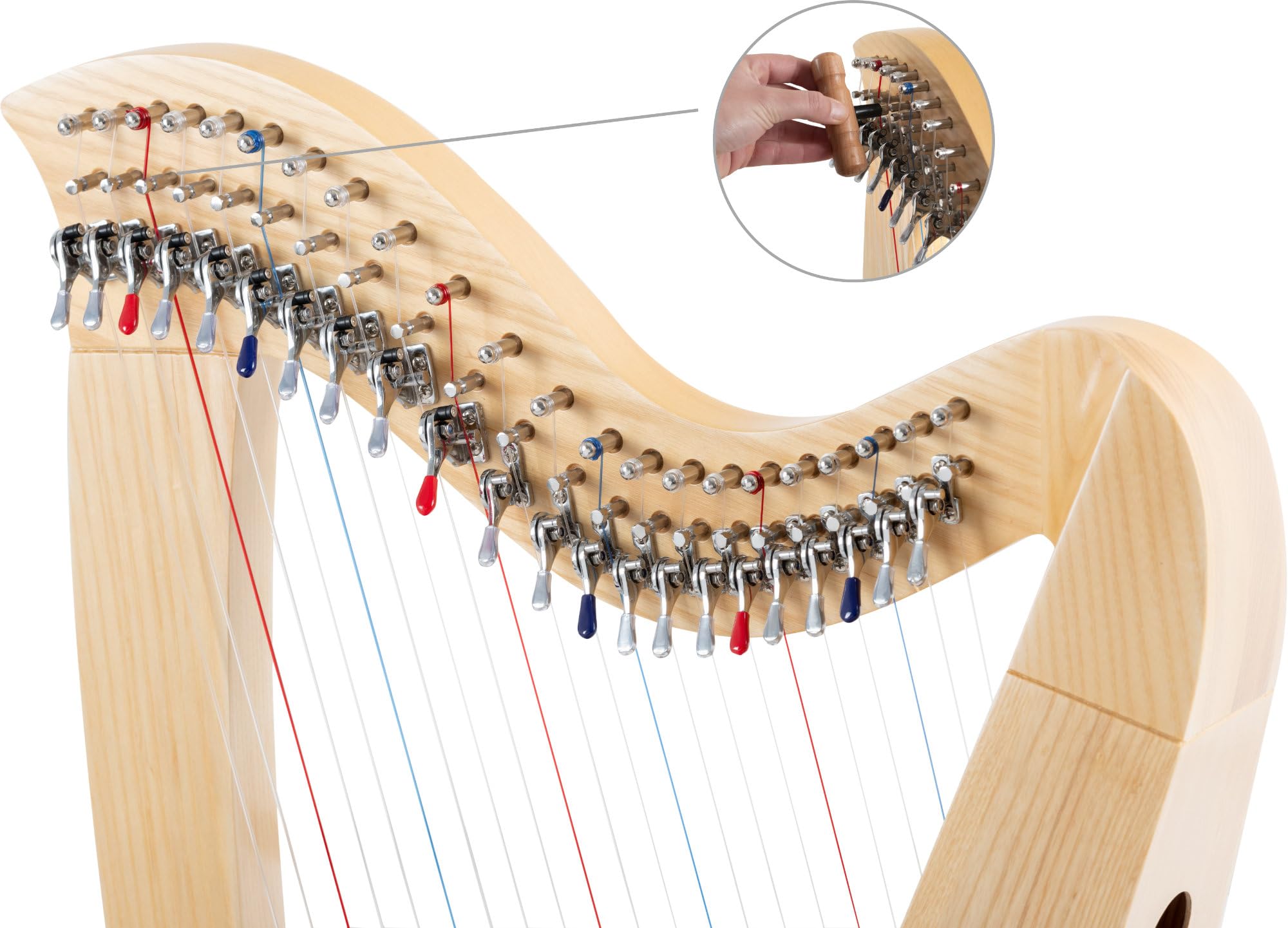 Classic Cantabile H-22LG Harpe Celtique 22 cordes en Mi bémol majeur, frêne, mécanique demi-ton premium, pieds, housse et 2 clés d’accord, hauteur 106,5 cm.