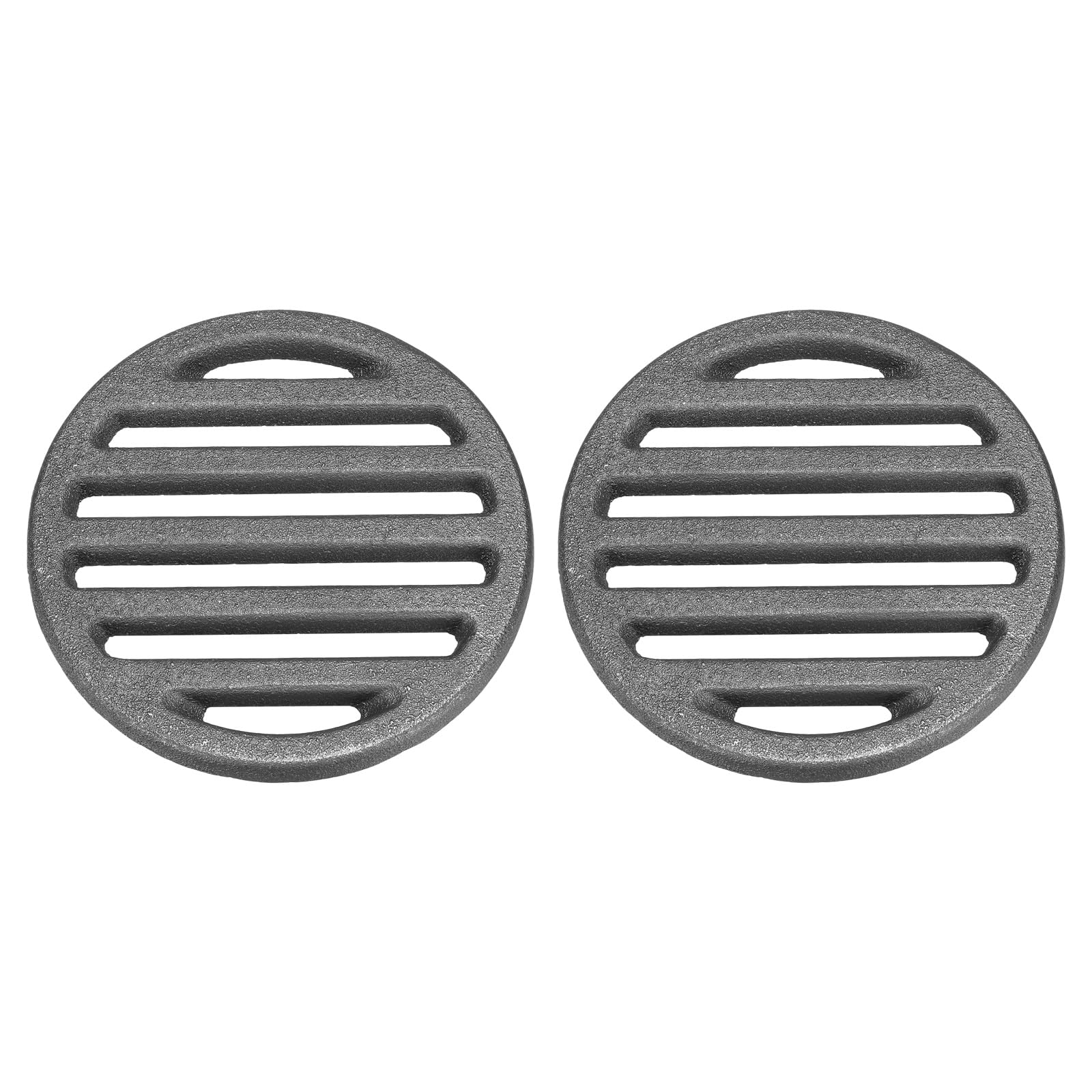PATIKIL 2 Pcs Cast Iron Fire Grate, 3.9" Round BBQ Grill Grate Replacement High Heat Charcoal Plate Fire Bottom Grate Grilling Accessories 6 Slots for Grilling Barbecue