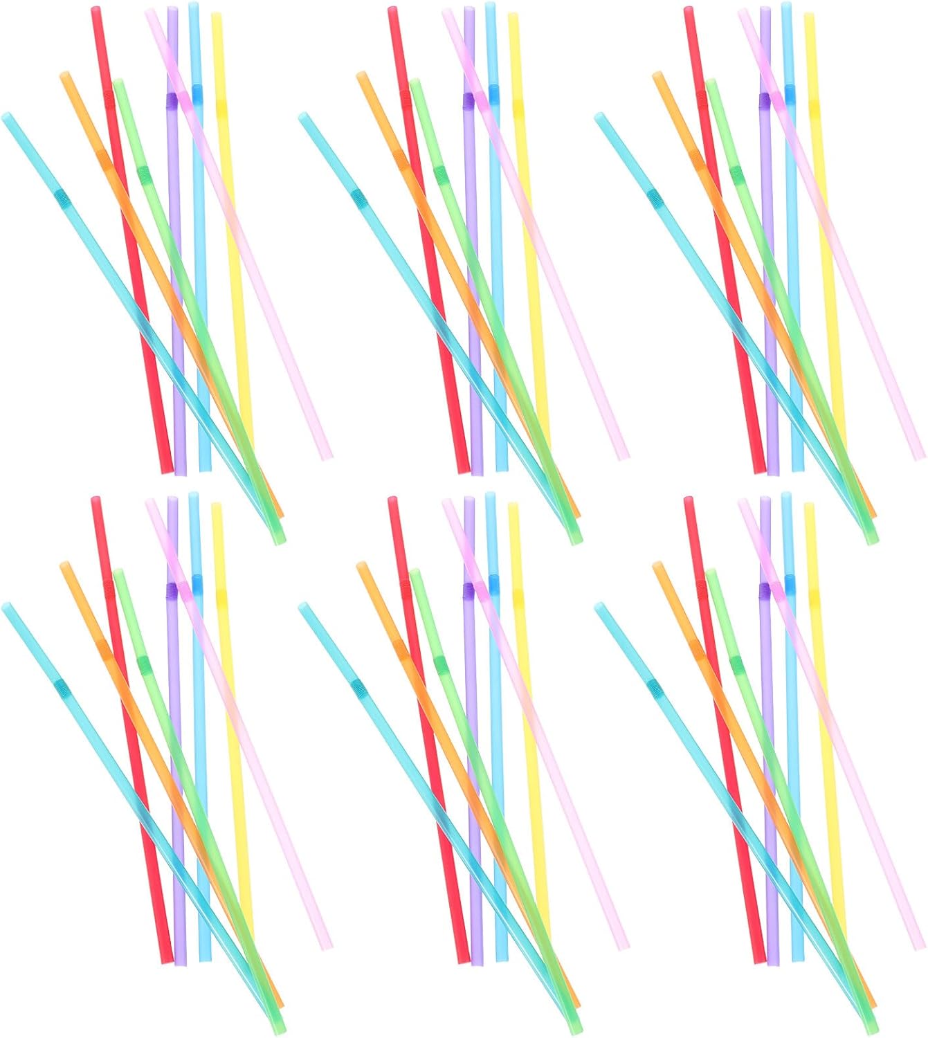 Bendable Plastic Straws Colorful Bulk Pack 100pcs X 5 Flexible Drinking Straws for Juice Milk Tea Party Use