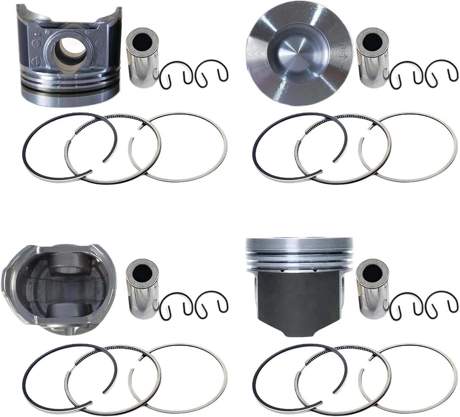 4PCS V3800 Piston+Piston Rings 1J550-21112 1J55021112 For Kubota V3800 V3800T V3800-DI-T Direct Injection Engine M8540 M8560 STD V3800 piston ring set Piston Combustion Chamber Diameter 57mm