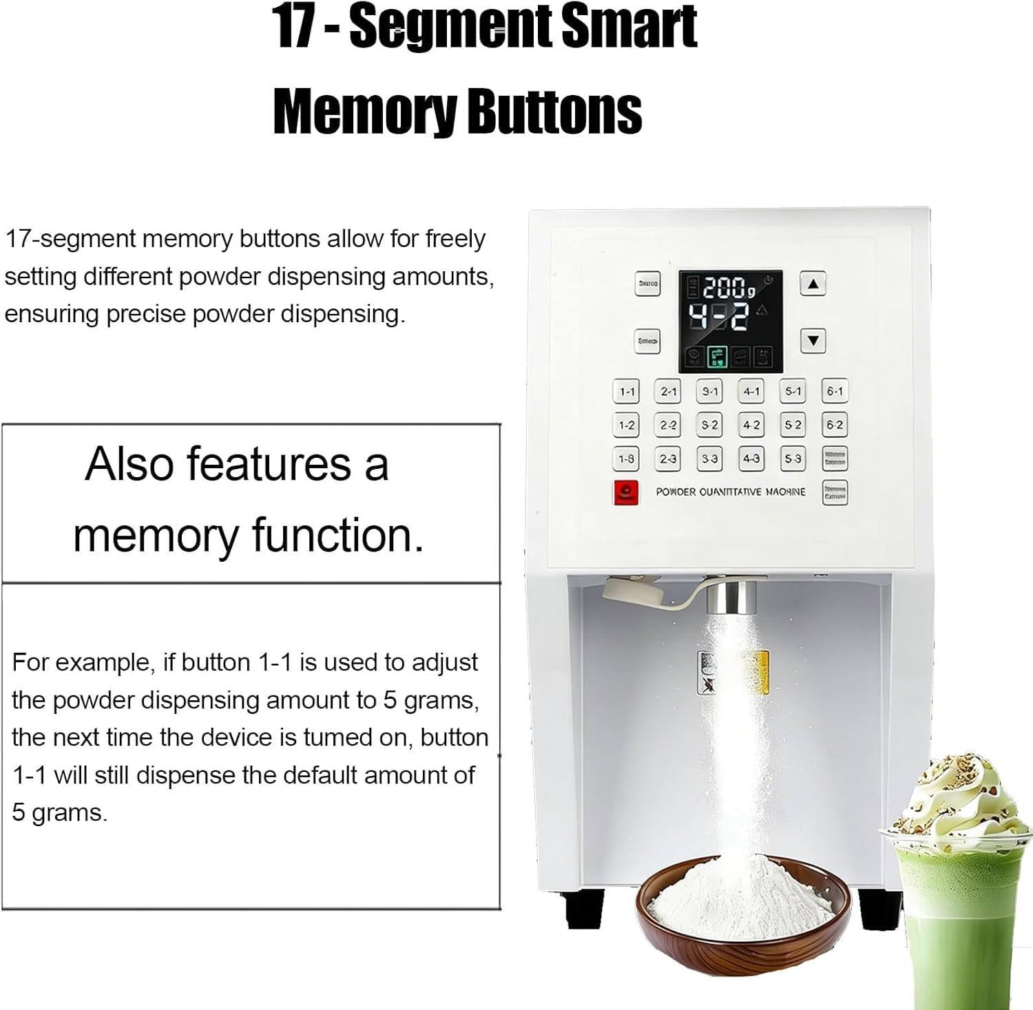 Automatischer Lebensmittelpulverspender, 3,5 l, Messquantifizierer für Kaffee, Milchpulver, Milchpulver, Fruchtpulver, Matcha-Ausrüstung