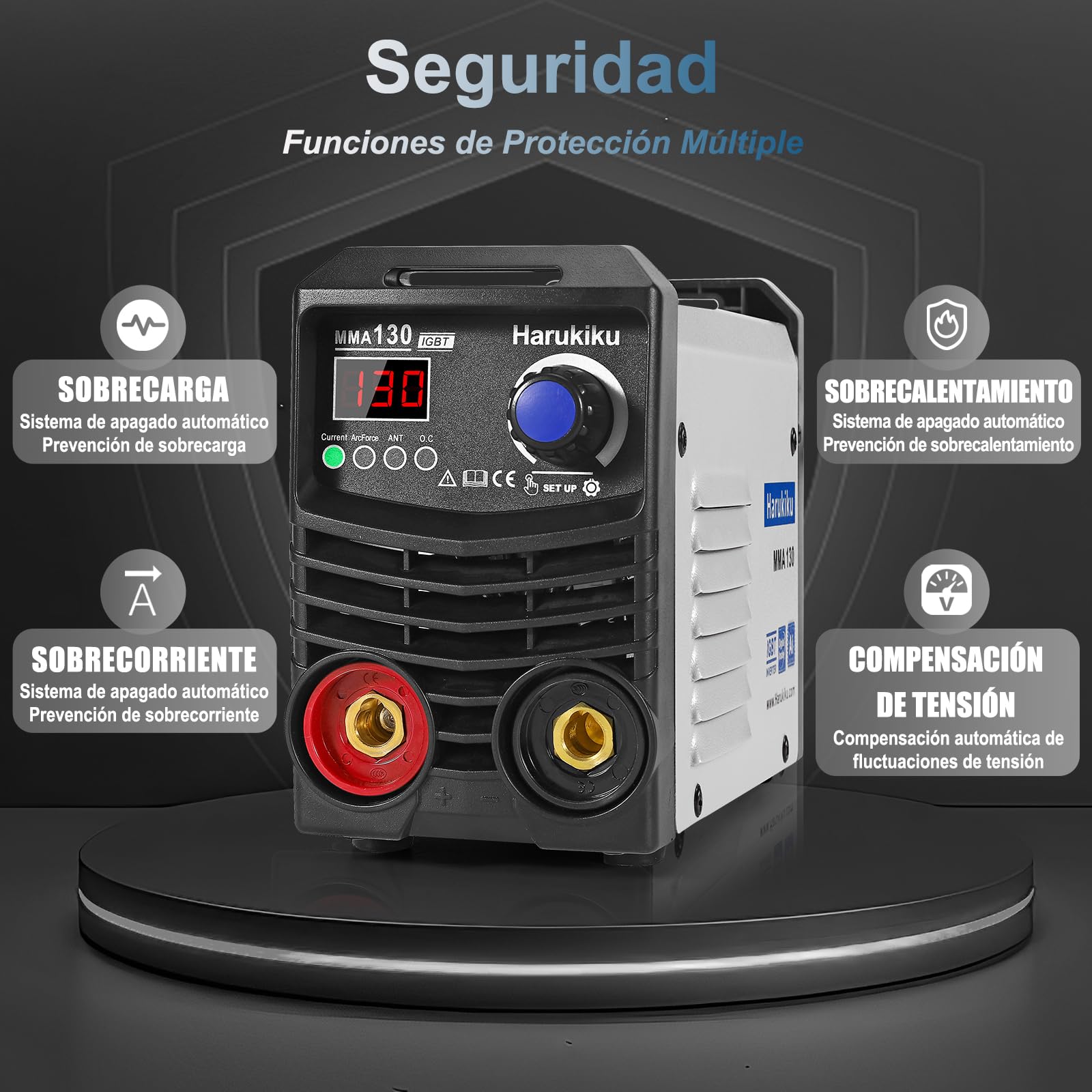 MMA130 Mini Soldador Inverter 130A Digital, Maquina de Soldar a Electrodo Portátil y Compacta con Función Anti-Stick, Cables 3+2m, 21,5 x 14 x 8,5 cm, para Aficionados y DIY