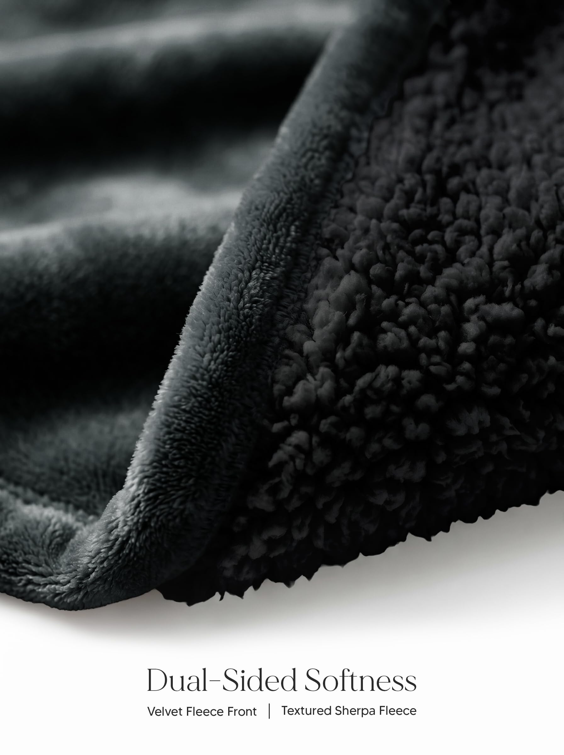 Utopia Bedding - Coperta Sherpa per letto singolo, colore nero, 152 x 203 cm, in morbido pile felpato, reversibile, invernale, per letto, divano, campeggio e viaggi